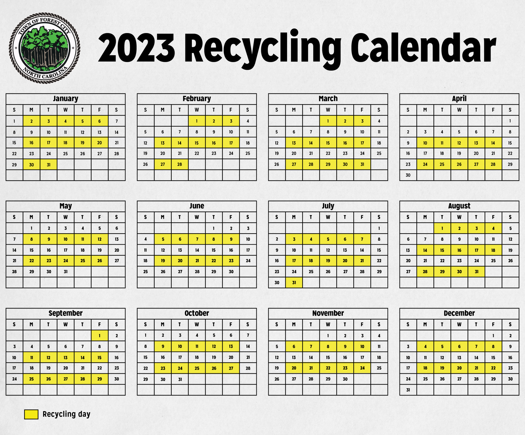 2022 Recycling Calendar