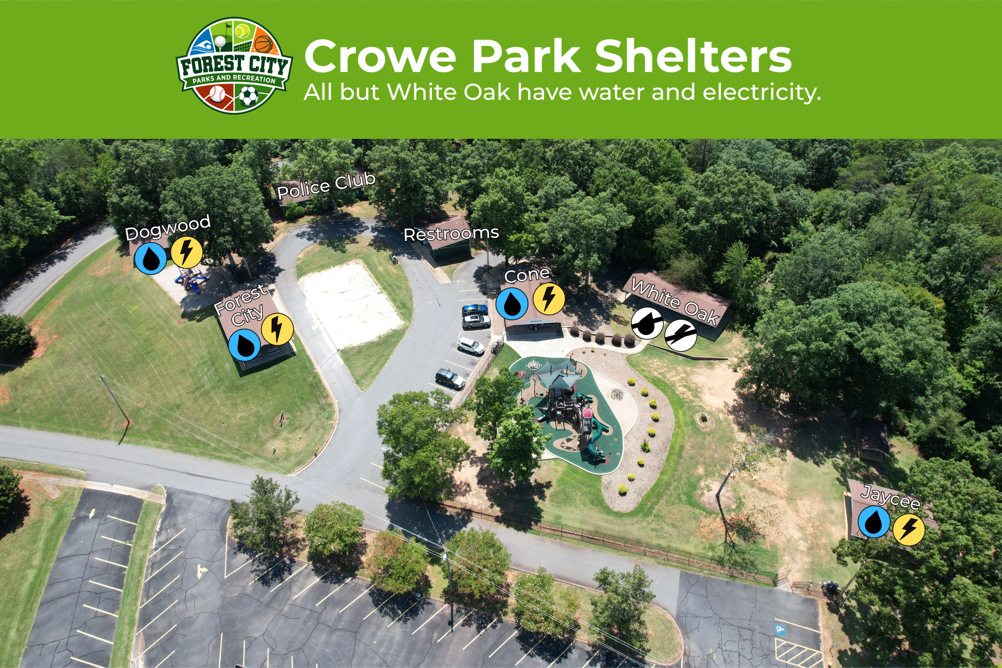 Map of Crowe Park Shelters